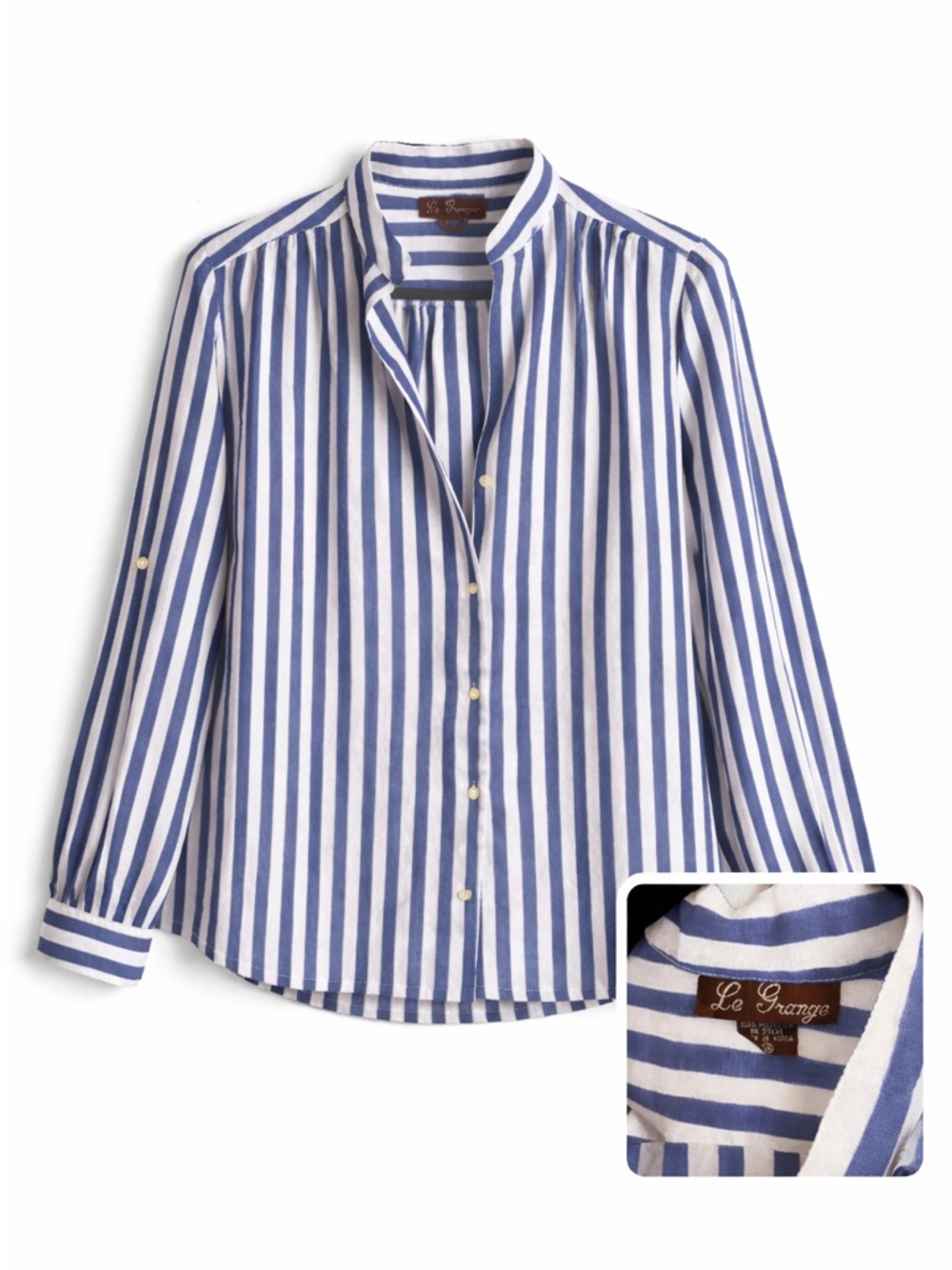 💎 Le Grange Blue & White Striped Button-Front Blouse
